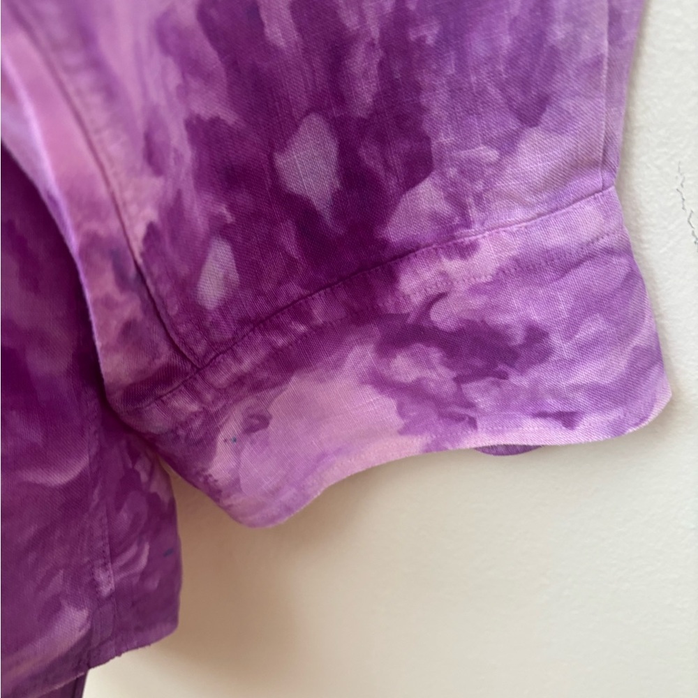 Kiwi Purple Casual Button Down Shirt with Tie-Dye Design - Picture 14 of 16